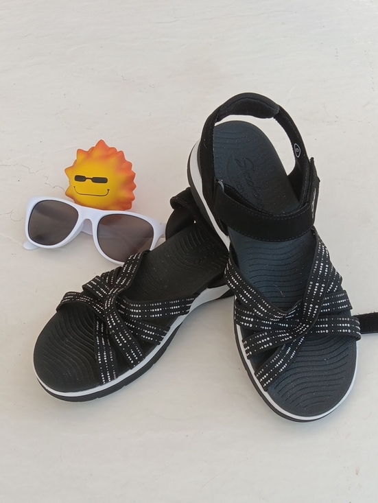 Skechers Shoes - Skechers Black Strappy Sport Sandals with White Dotted Accents.New! Size 6